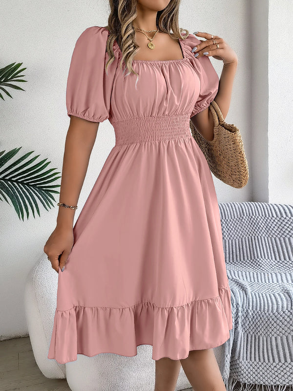 Ruffled Square Neck Dress